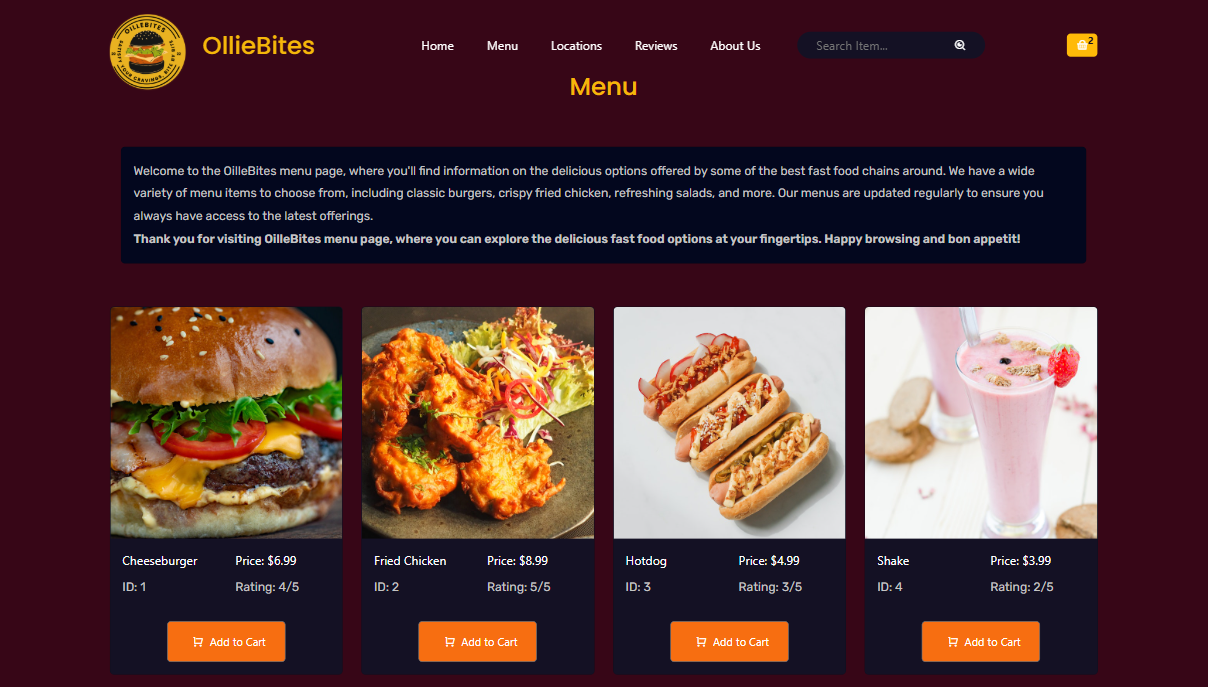 Clear & Appetizing Menu